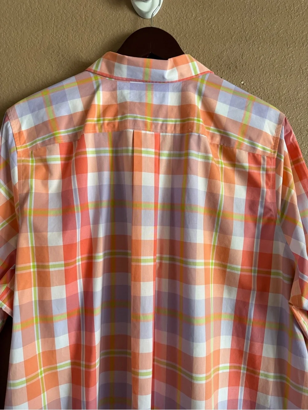 Lands' End Peach, light Purple and White Checkered Button-Down Shirt Size 22W - Picture 8 of 10